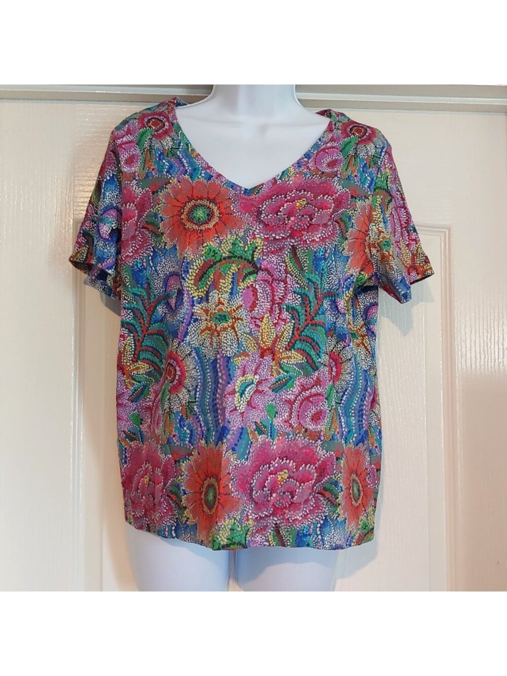 Peruvian Connection Kaffe Fassett Floral Pima Cotton Tee M Artwear Boho